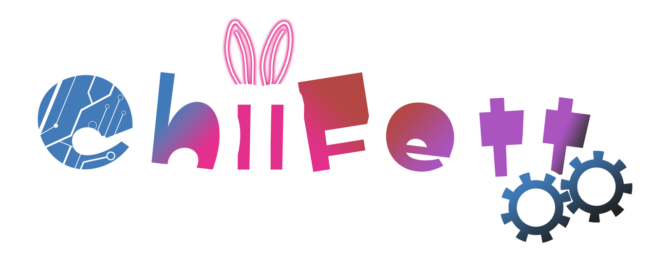 chiifett logo with her name, bunny ears and mechanical components