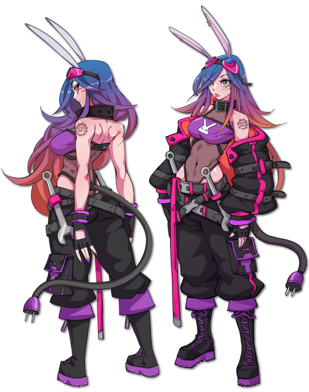 artwork by Kizeart chiifett character design with front and back pose showing.